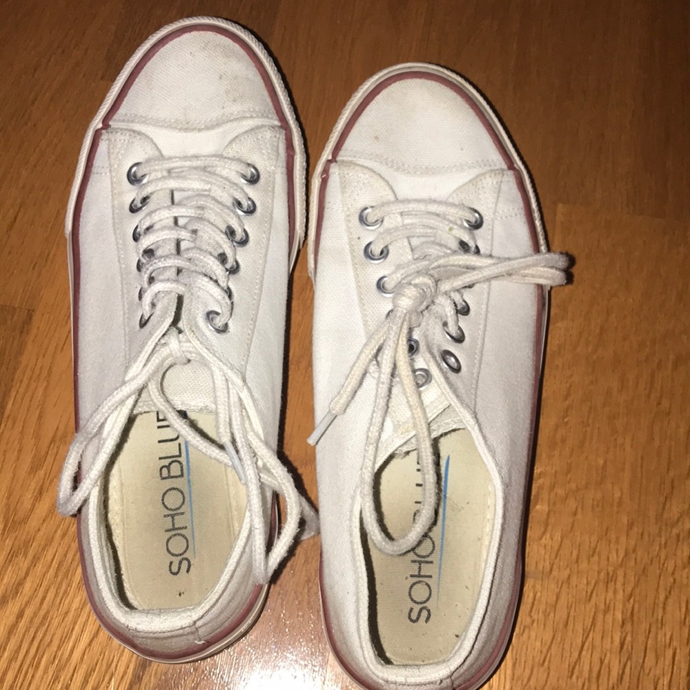 White converses with cotton ties